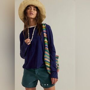 We The Free Nova Long Sleeve Tee in Peacoat - Washed Navy